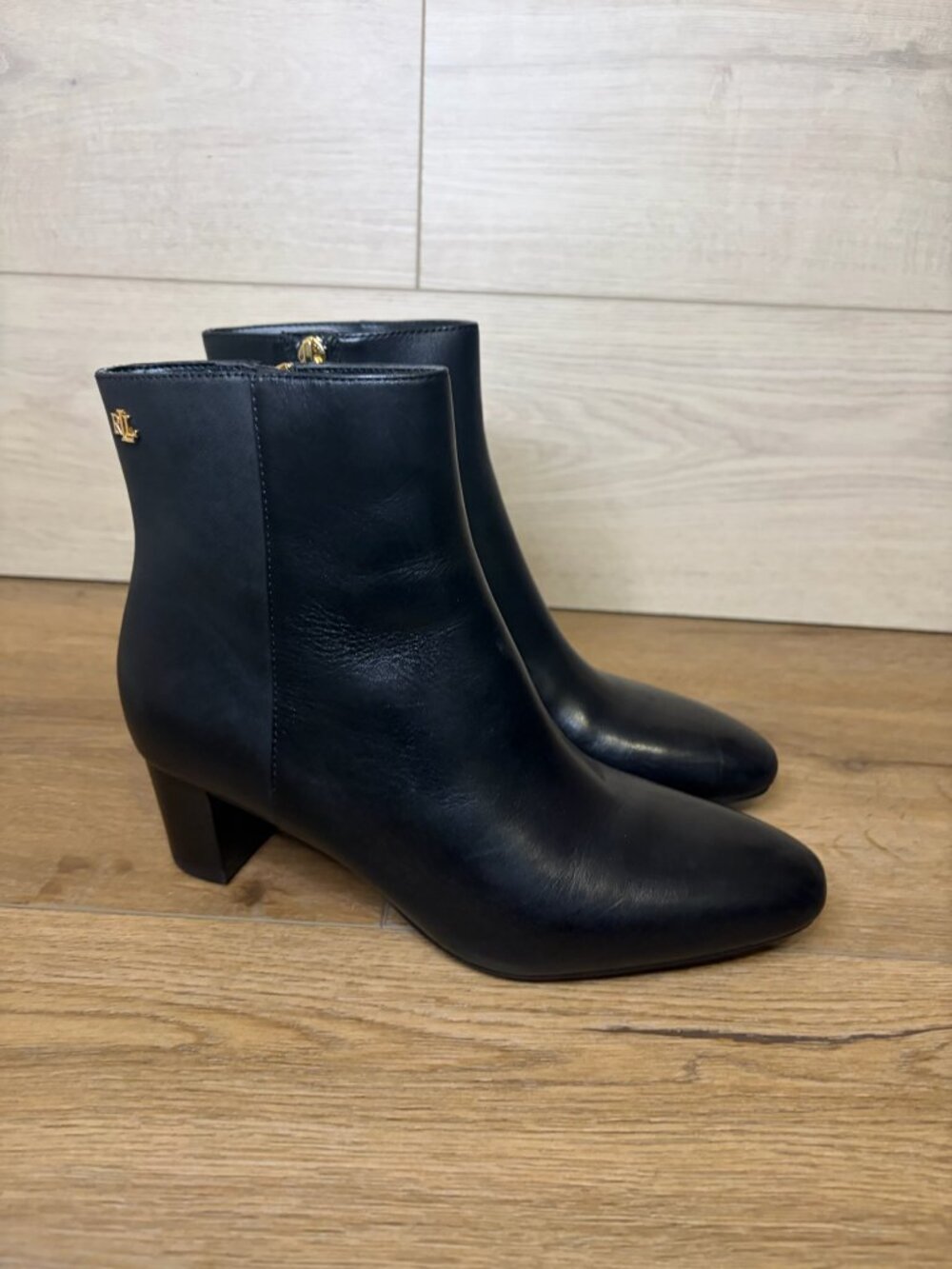Lauren Ralph Lauren Demi Burnished Booties Black Women's 6.5B